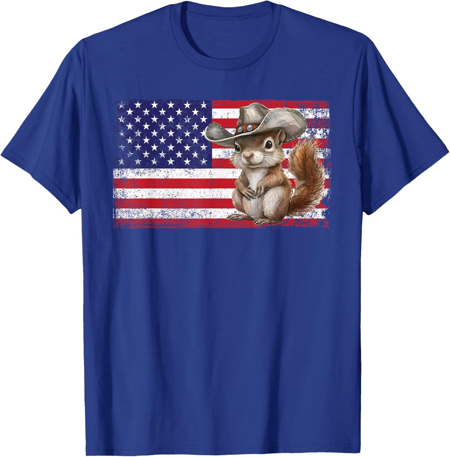 Patriotic Squirrel American Flag USA 4th Of July T-Shirt - T-Shirt | Royal