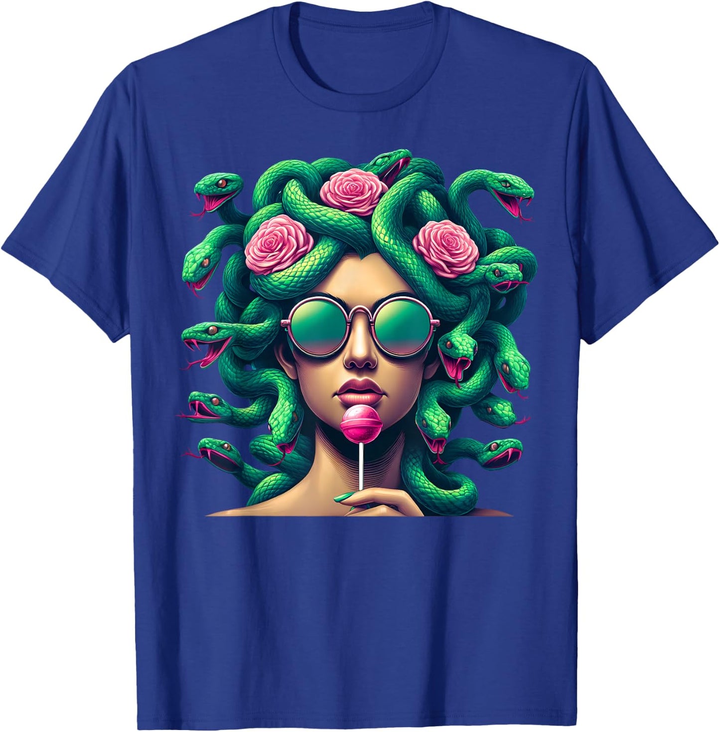 Medusa Snakes Sunglasses Roses Lollipop T-Shirt - T-Shirt | Royal