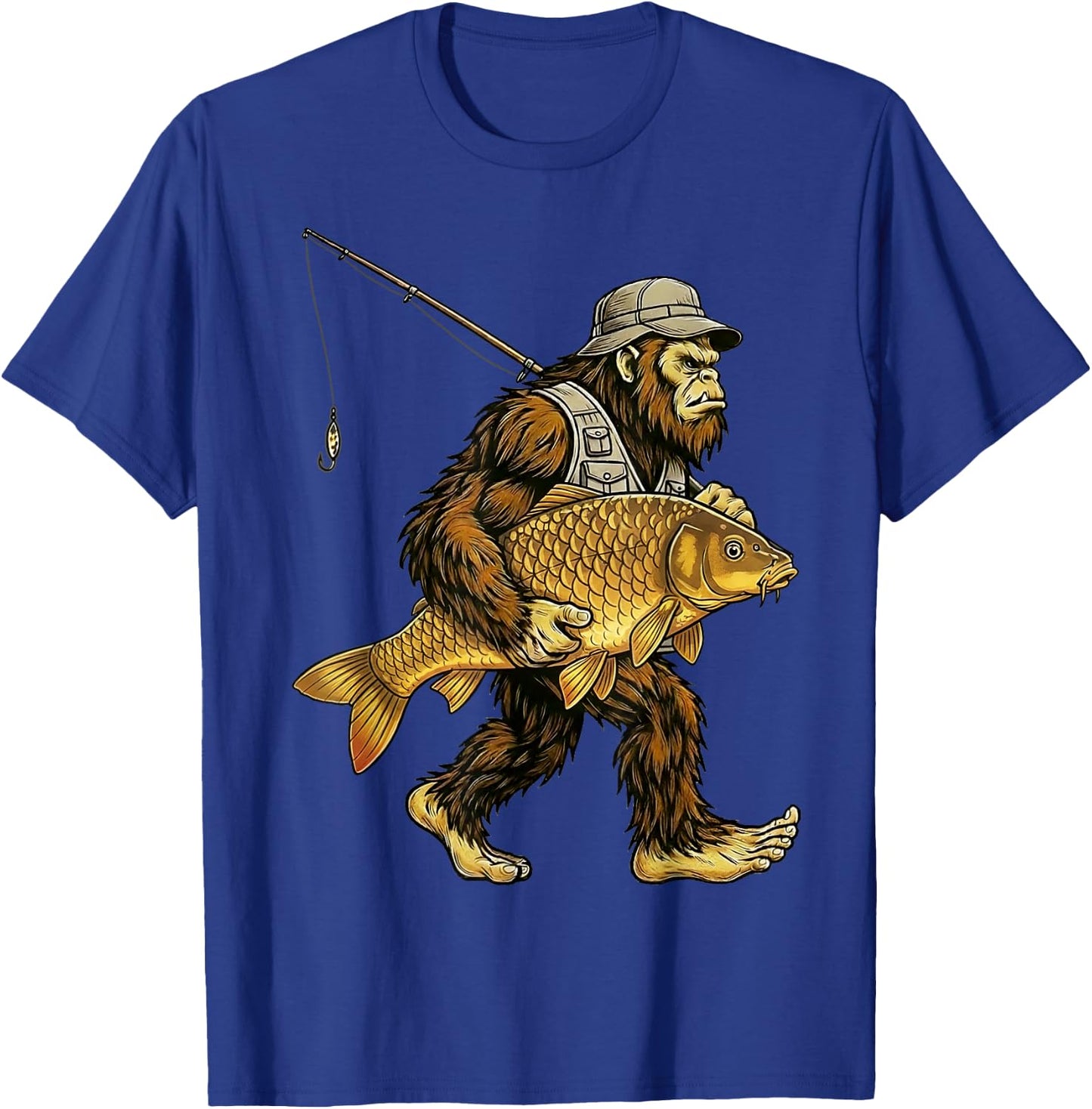 Carp Bigfoot Fisherman River Fishing Sasquatch T-Shirt - T-Shirt | Royal