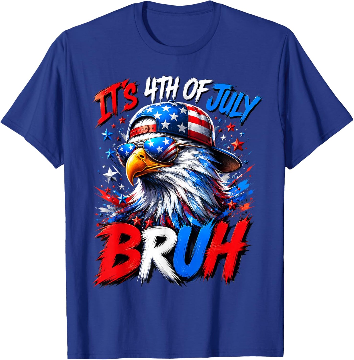 Bruh 4th of July Boys Kids Fourth of July Bald Eagle T-Shirt - T-Shirt | Royal