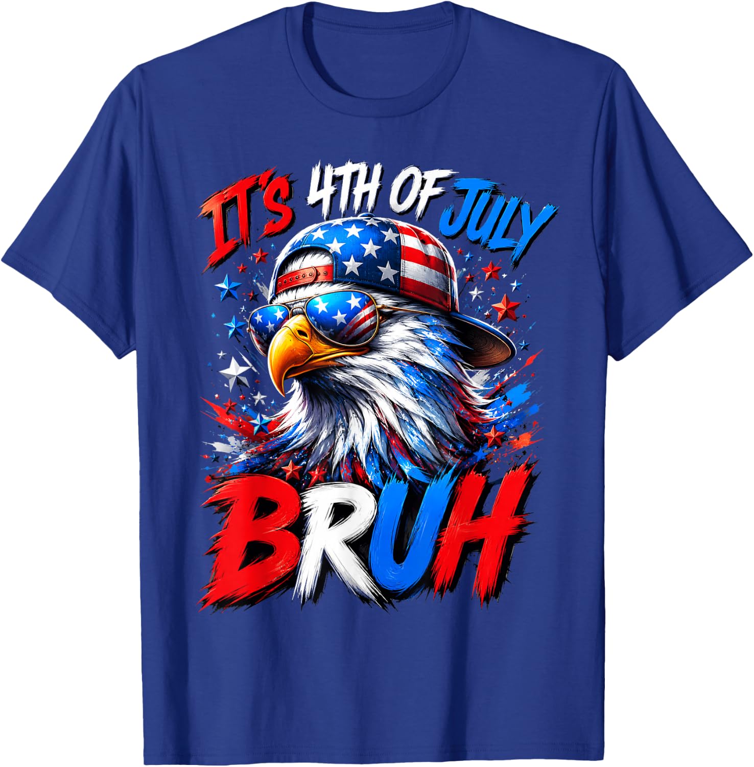 Bruh 4th of July Boys Kids Fourth of July Bald Eagle T-Shirt - T-Shirt | Royal
