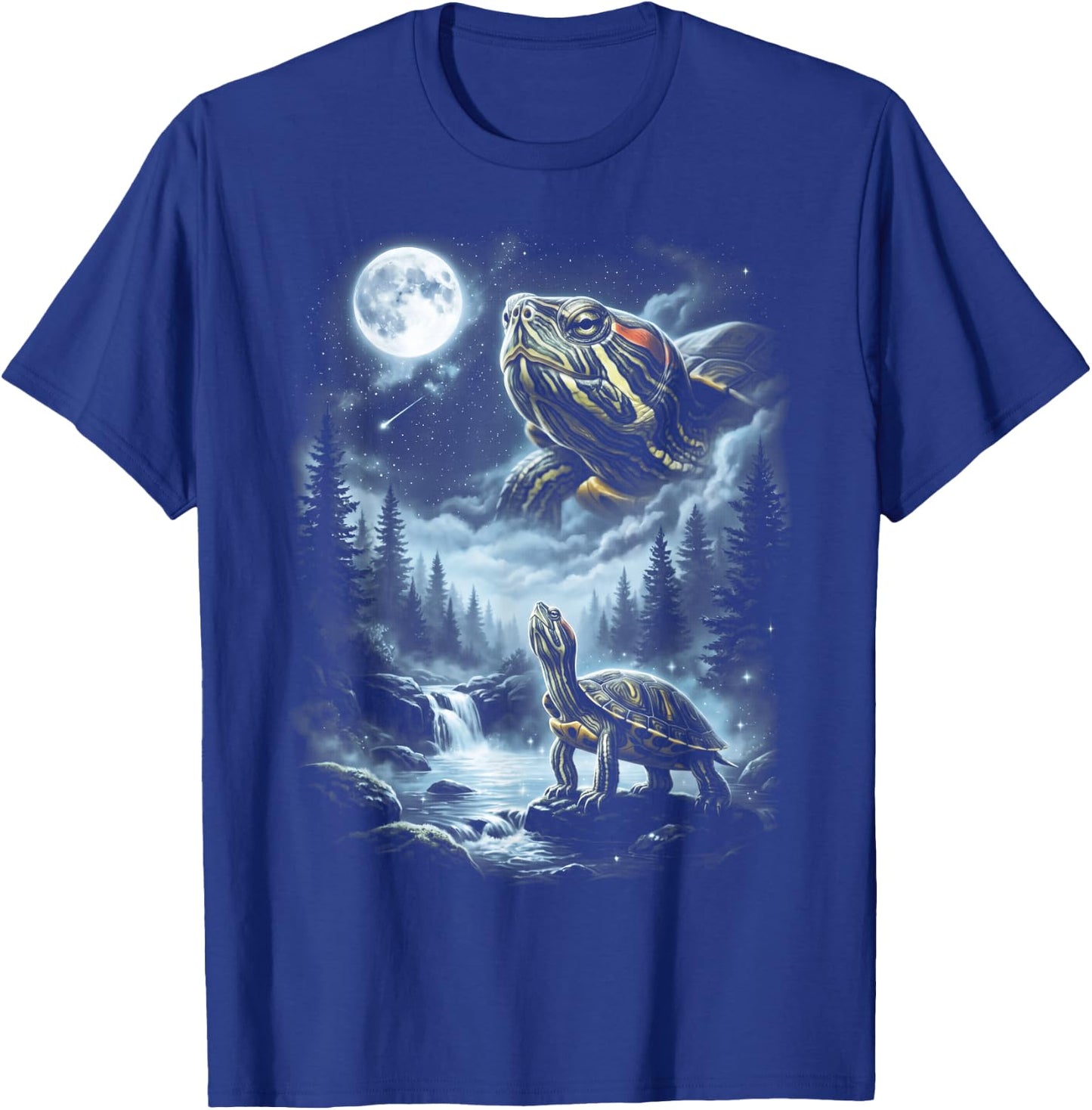 Red Eared Slider Turtle Howling at Moon 90's Retro T-Shirt - T-Shirt | Royal