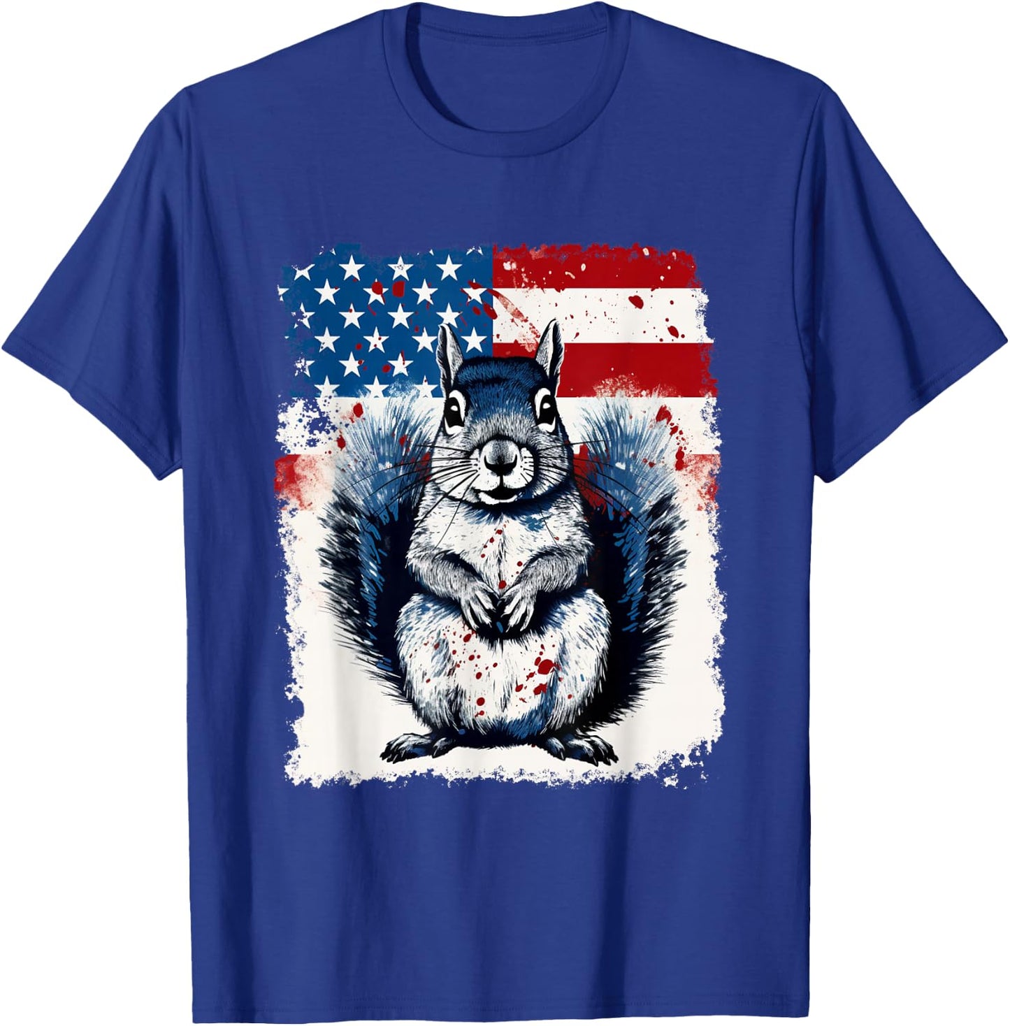 Pop Art Vintage Zoo Farm Animal Squirrel USA Flag T-Shirt - T-Shirt | Royal
