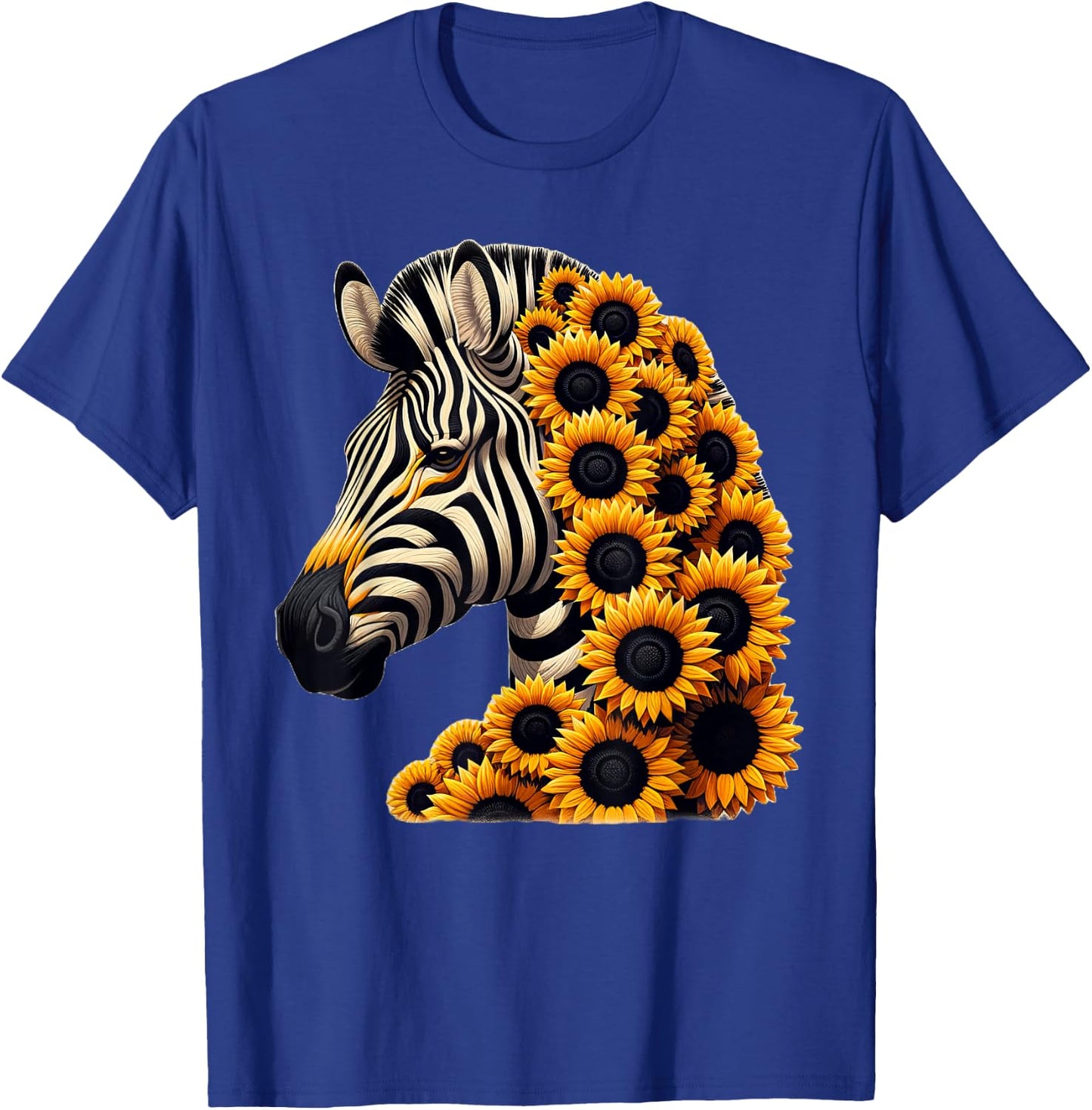 Sunflower Zebra Flower Gardening Floral T-Shirt - T-Shirt | Royal