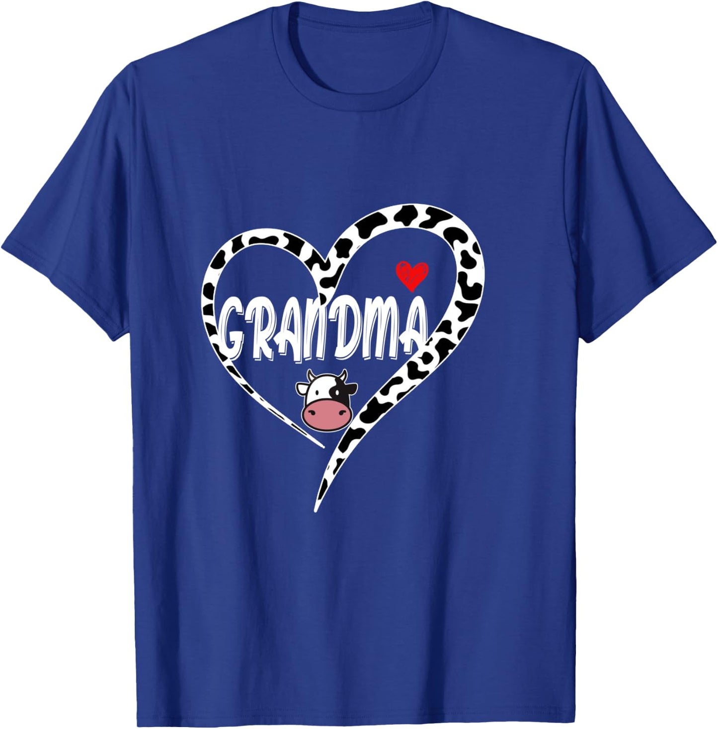 Grandma Cow Print Cow Heart Pattern Farmer Cows Mother's Day T-Shirt - T-Shirt | Royal