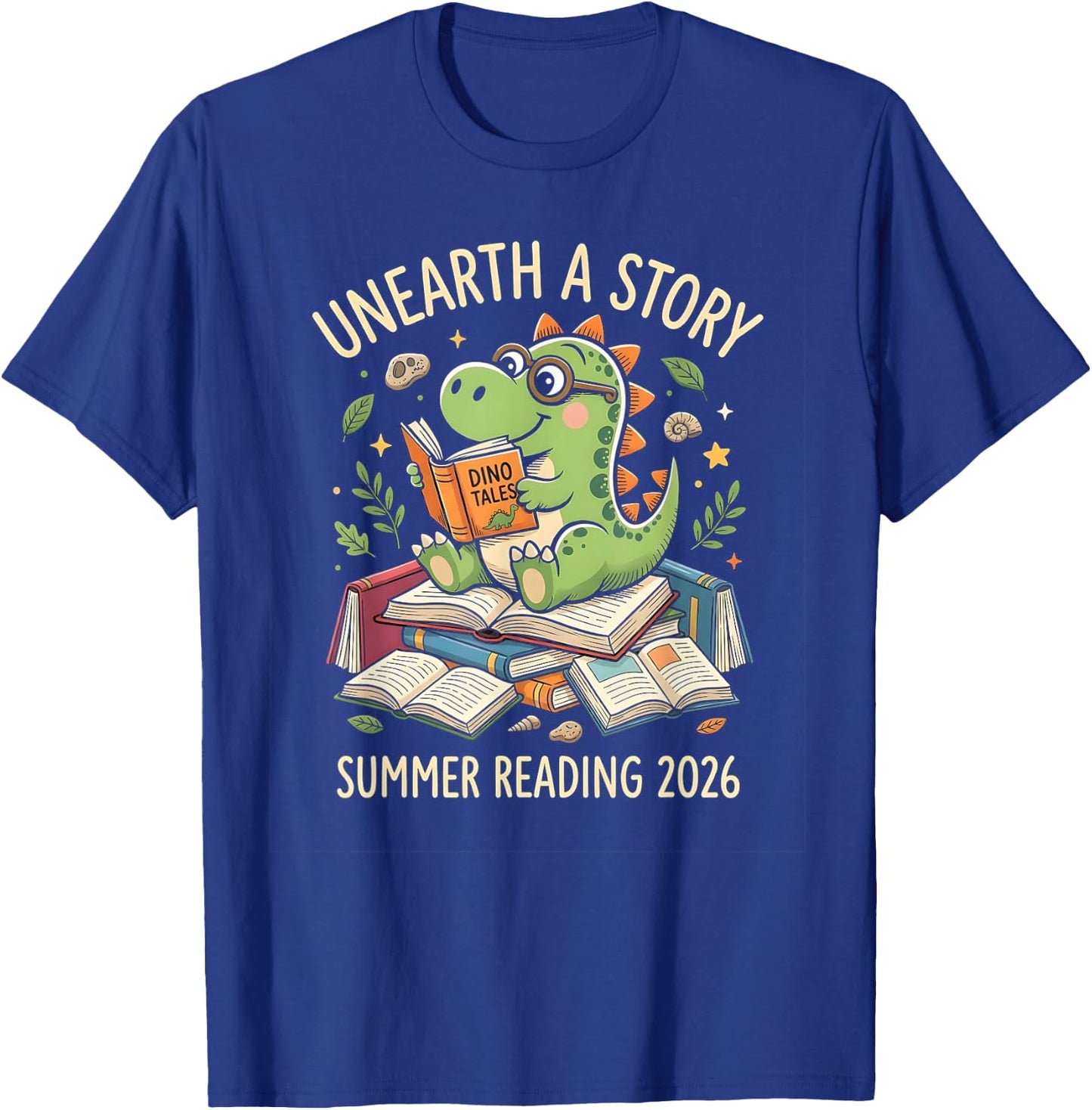 Unreath a Story Summer Library Reading 2026 Dinosaur Book T-Shirt - T-Shirt | Royal