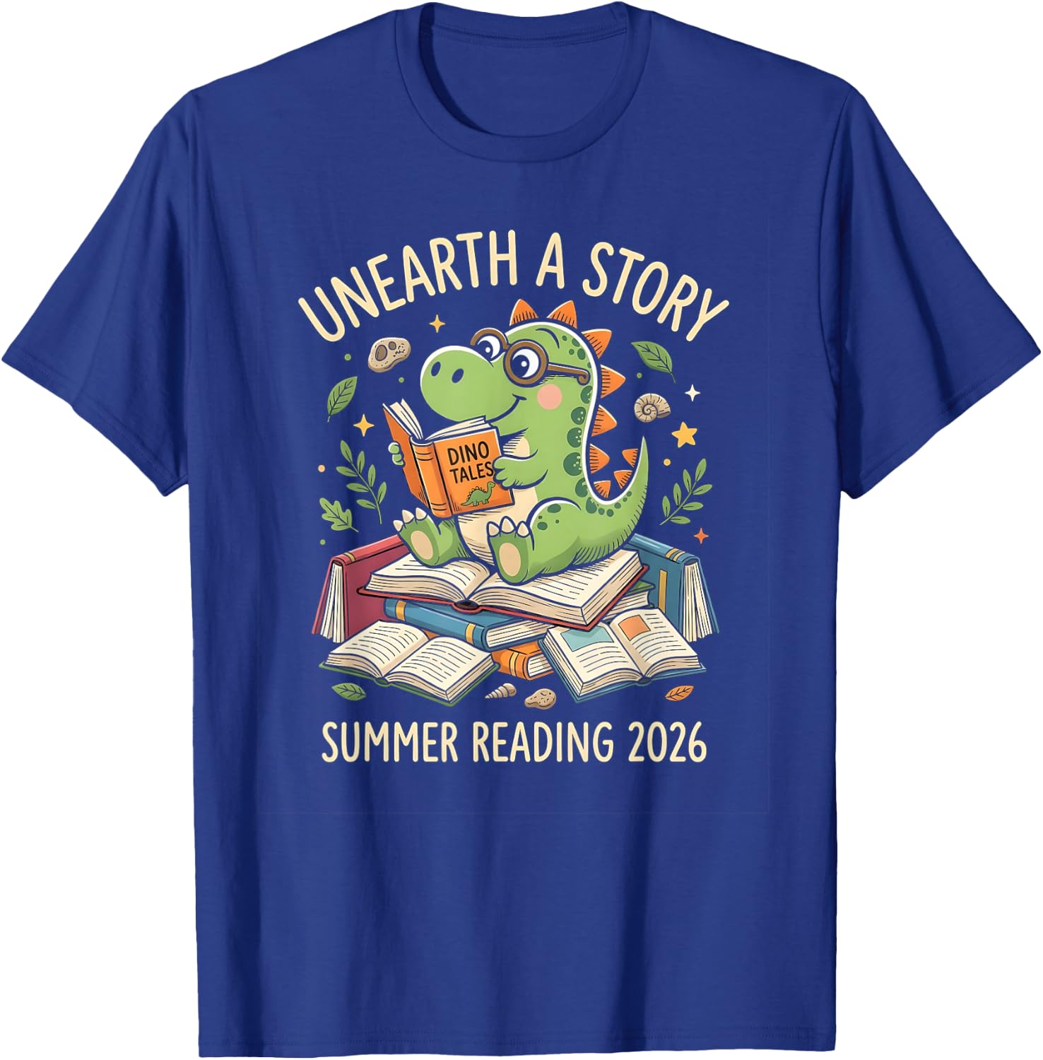 Unreath a Story Summer Library Reading 2026 Dinosaur Book T-Shirt - T-Shirt | Royal