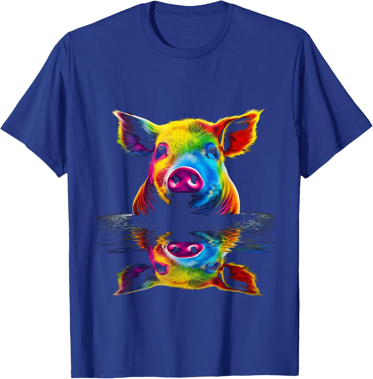 Pig Colorful Animal Art Illustration Graphic Pig T-Shirt - T-Shirt | Royal