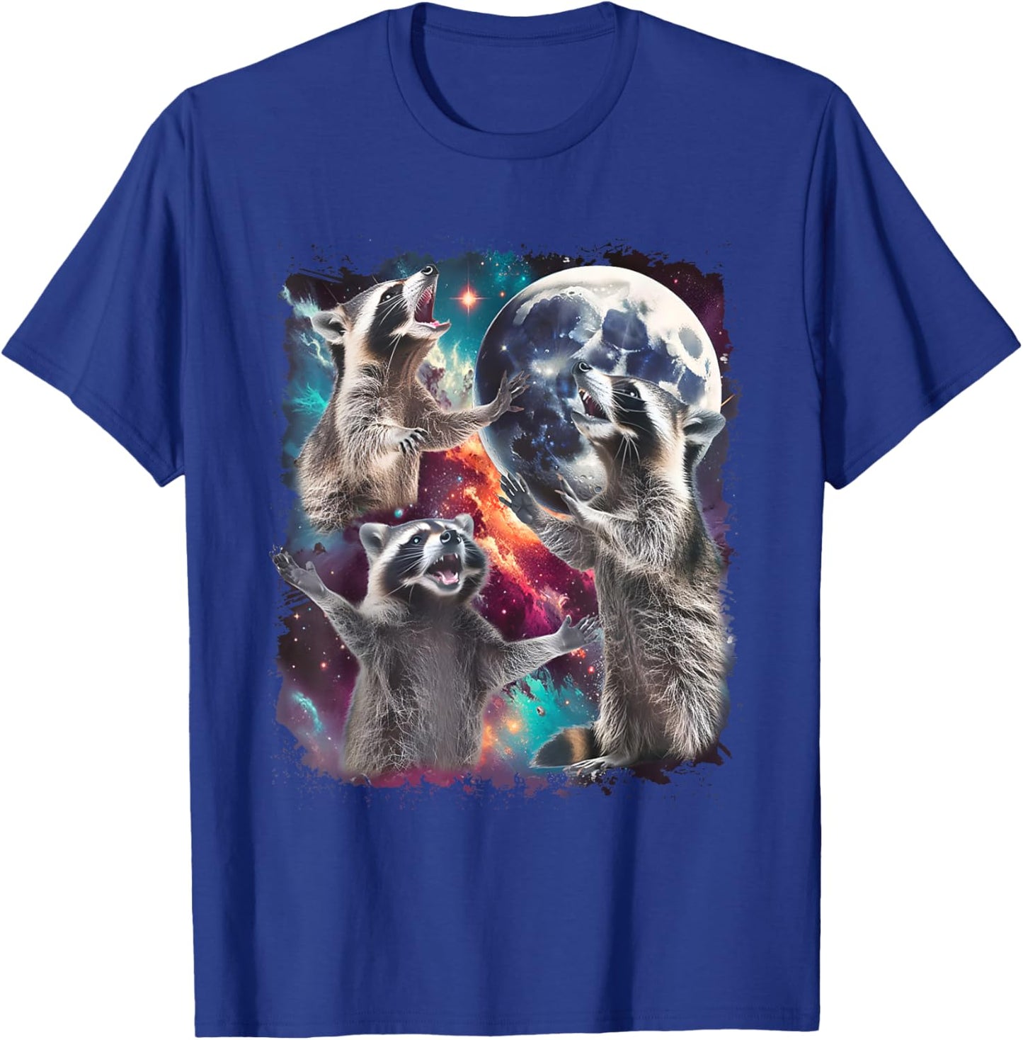 Racoons Howling At The Moon Vintage Raccoon Animal Lovers T-Shirt - T-Shirt | Royal