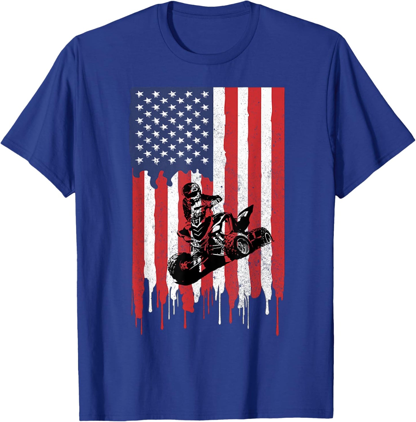 American USA Flag ATV Four Wheeler Quad Bike Brap T Shirt T-Shirt - T-Shirt | Royal