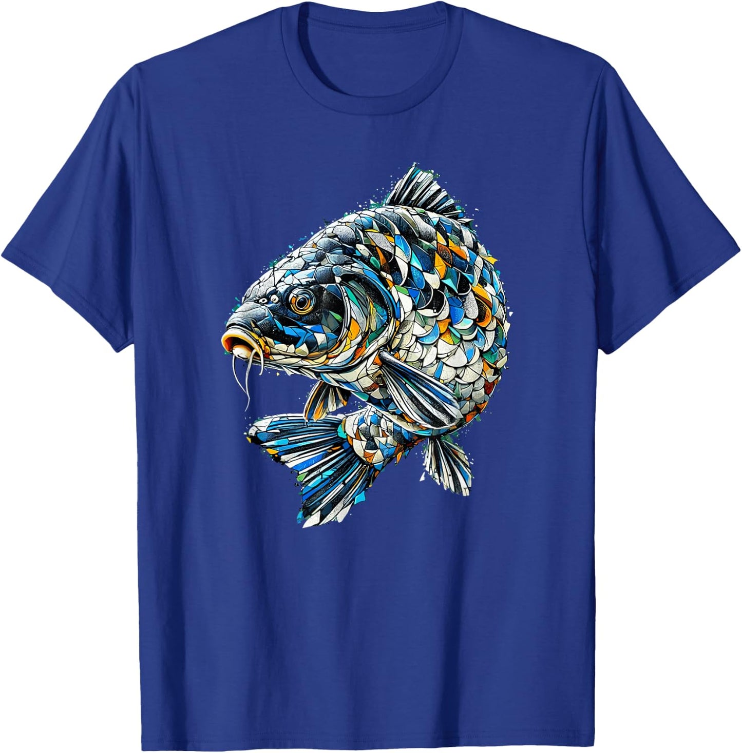 Polygon Art Fishing Carp Fisherman Carps , Black, S T-Shirt - T-Shirt | Royal