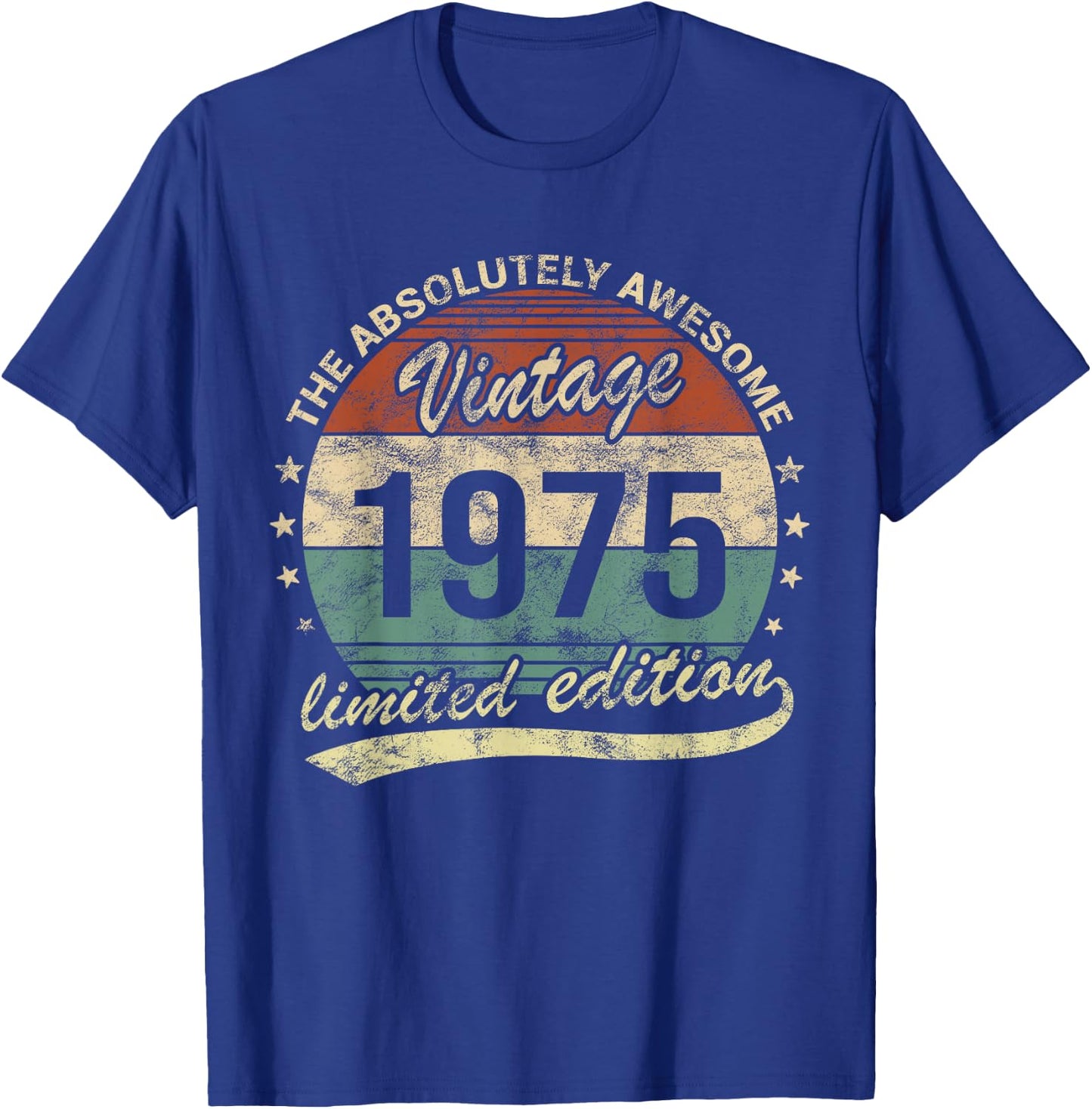 50th Birthday Awesome Vintage Vintage 1975 Man Or Woman , black T-Shirt - T-Shirt | Royal