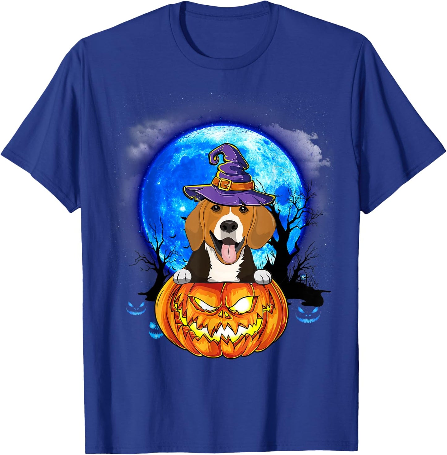 Beagle Witch Moon Pumpkin Scary Halloween Dog Lovers T-Shirt - T-Shirt | Royal