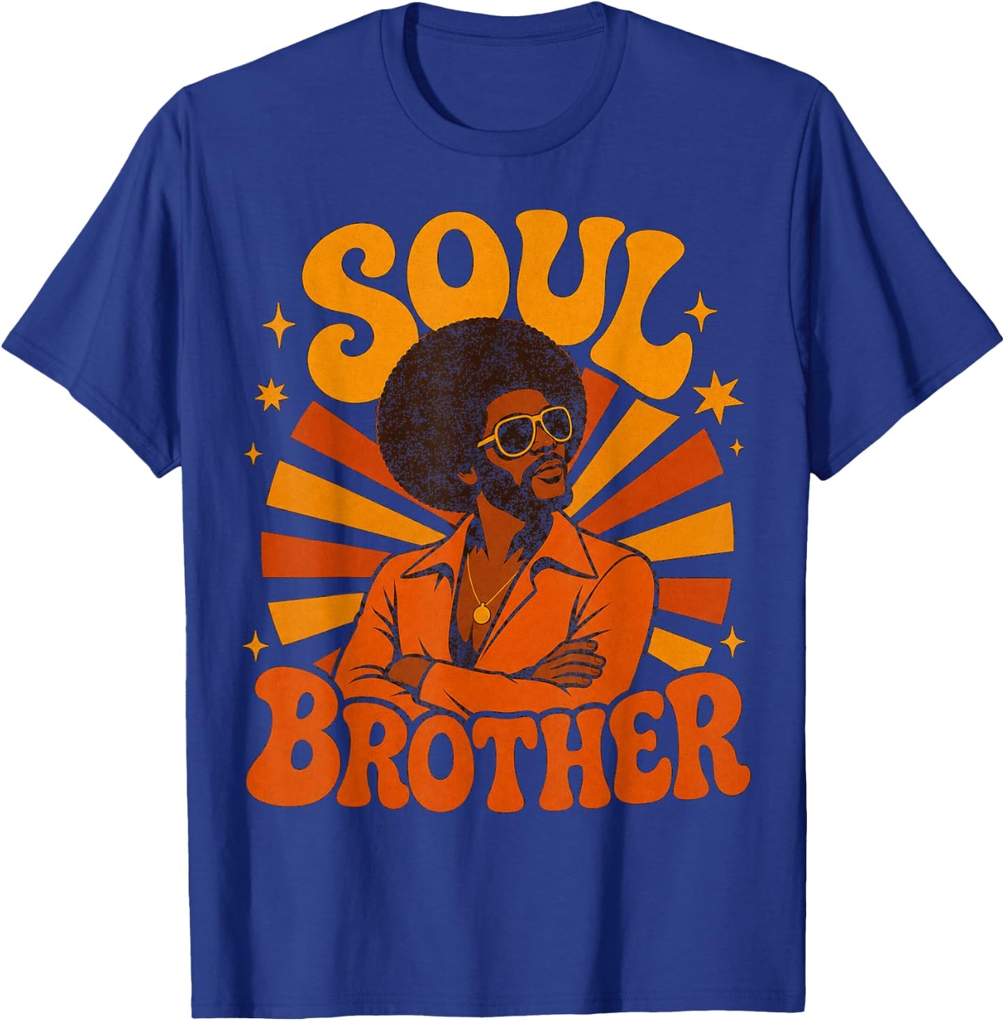 Retro 70s Soul Brother Afro Design T-Shirt - T-Shirt | Royal
