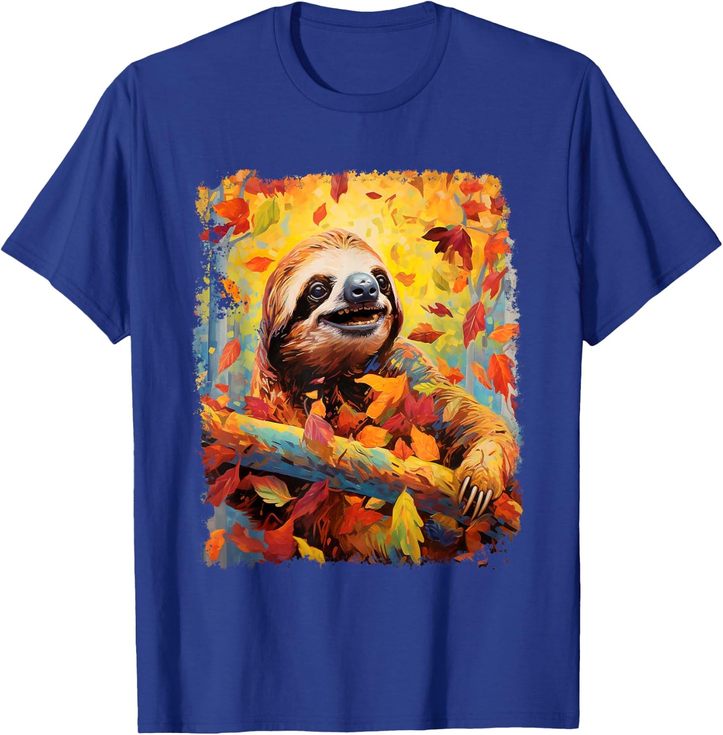 Sloth Fall Leaves Season Fashion Clothes Color T-Shirt - T-Shirt | Royal