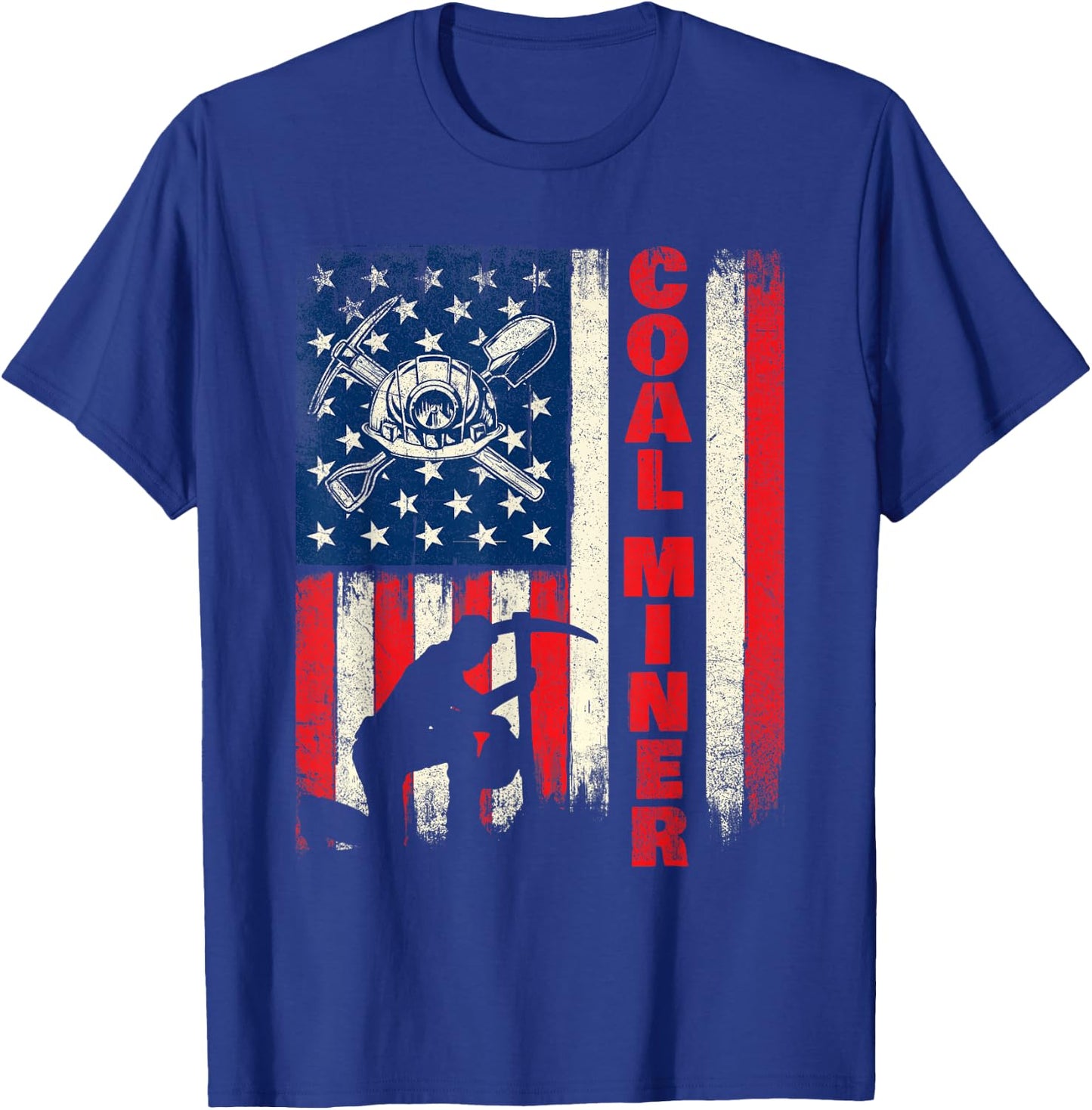Coal Miner - Patriotic USA Flag Pitman Underground Mining T-Shirt - T-Shirt | Royal