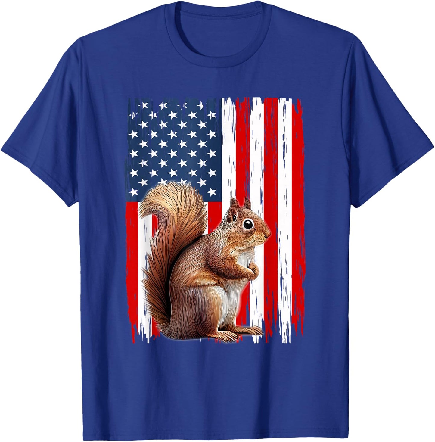 Patriotic Squirrel USA Flag American 4th Of July Men Women T-Shirt - T-Shirt | Royal