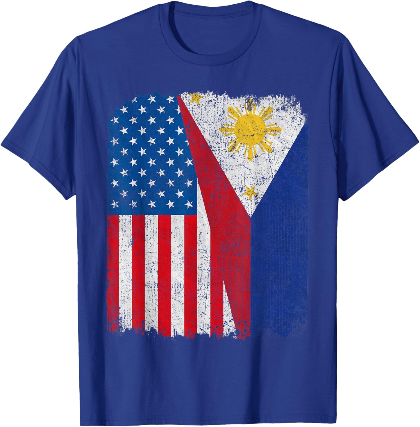 Filipino American Flag Half USA Philippines Root Proud T-Shirt - T-Shirt | Royal