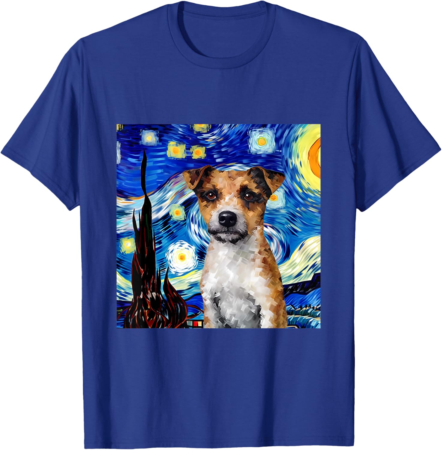Jack Russell Terrier Starry Night Dog Painting T-Shirt - T-Shirt | Royal