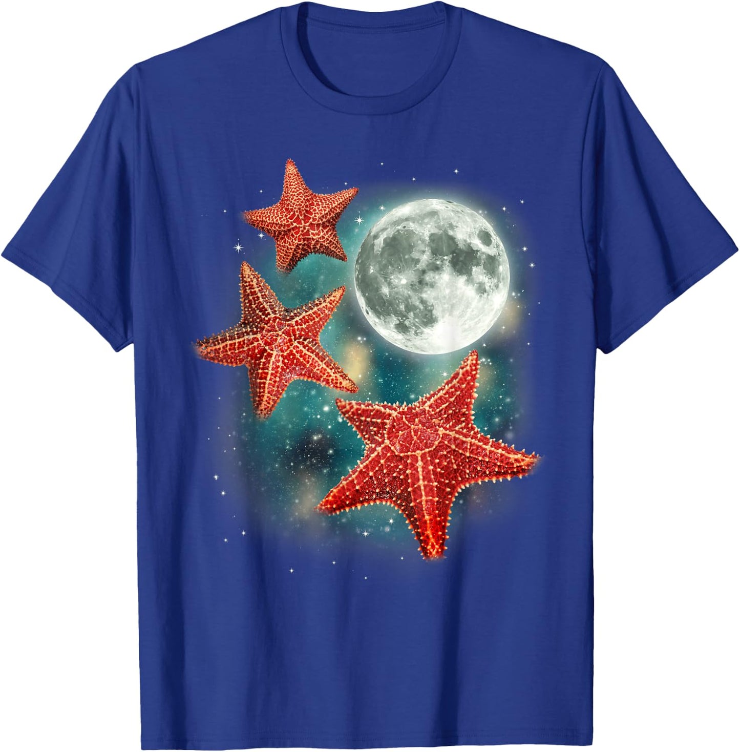 3 Starfish Moon Oceanic Funny Weird Quirky Sea Animals T-Shirt - T-Shirt | Royal