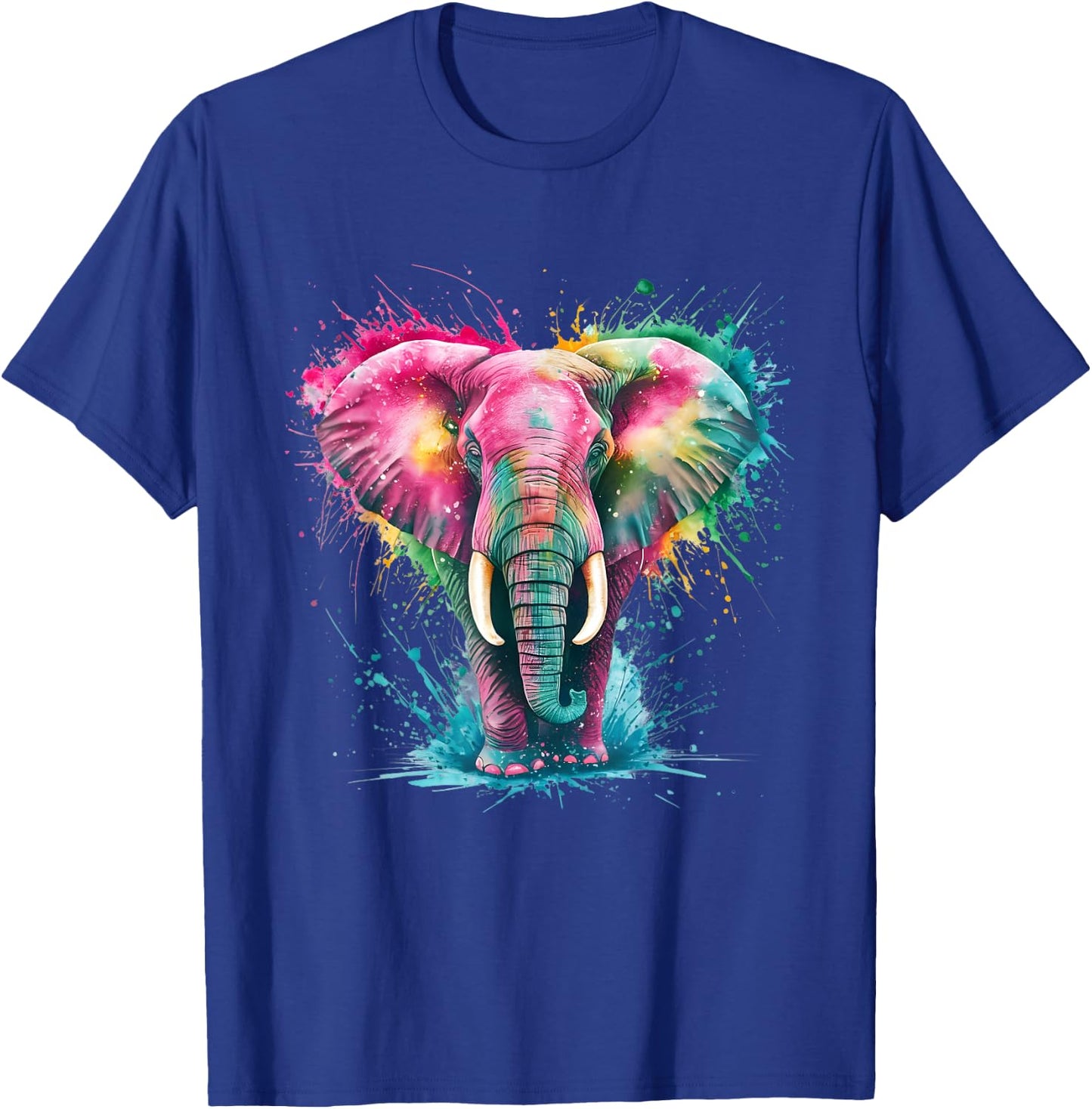 Elephant Men's Women's Colourful Watercolour Elephant , black T-Shirt - T-Shirt | Royal