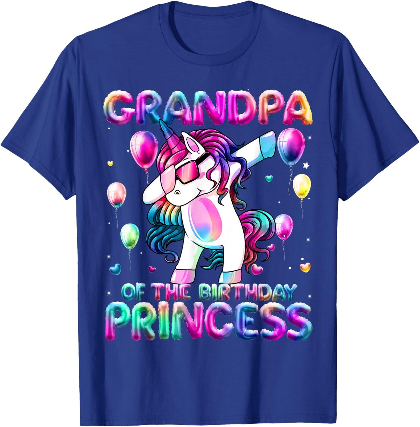 Grandpa of the Birthday Princess Girl Dabbing Unicorn Papa T-Shirt - T-Shirt | Royal