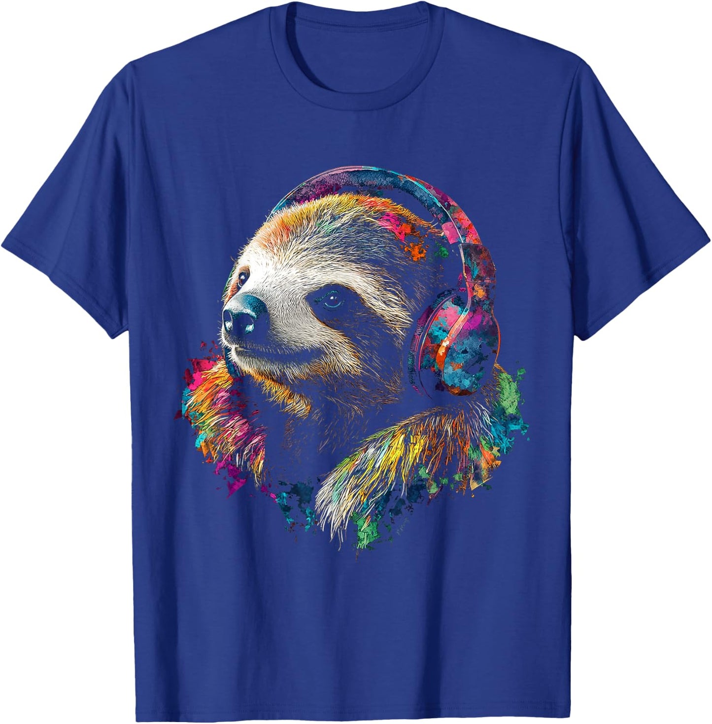 Headphones with Sloth Pattern , Black, S T-Shirt - T-Shirt | Royal