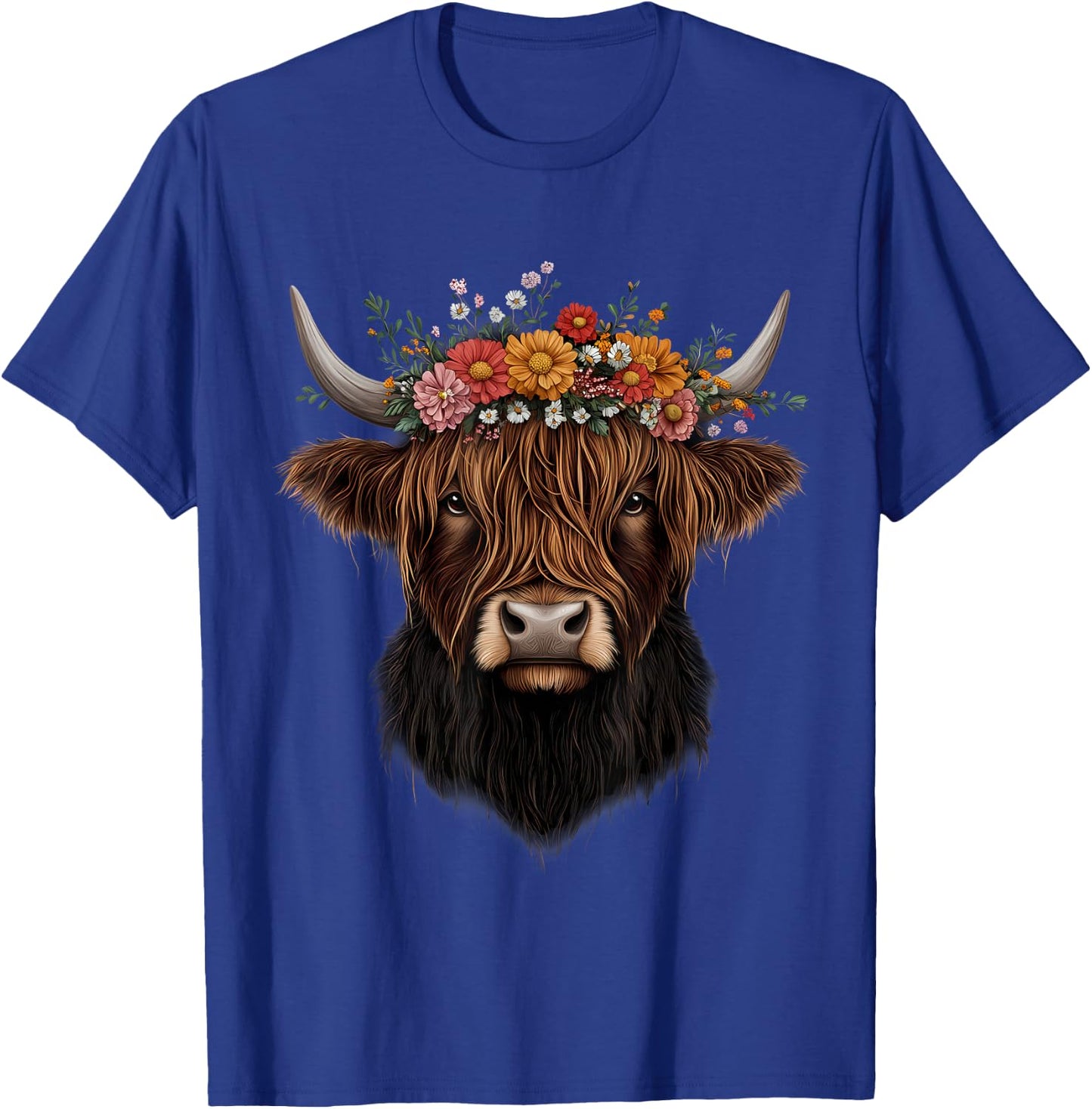 Scottish Highlander Cow Messy Bun Scottish Highland Cow T-Shirt - T-Shirt | Royal