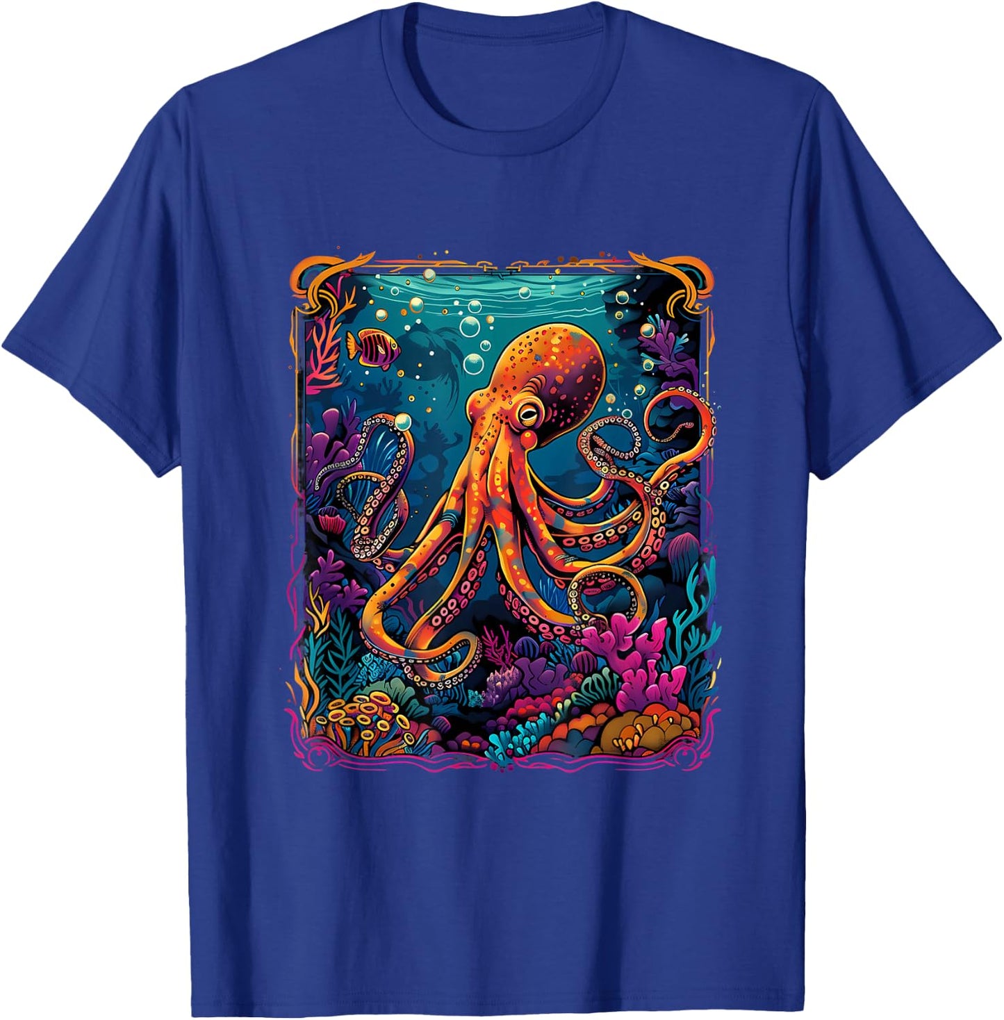 Sea Ocean Octopus Motif Artwork Sea Creature Kraken Cthulhu T-Shirt - T-Shirt | Royal