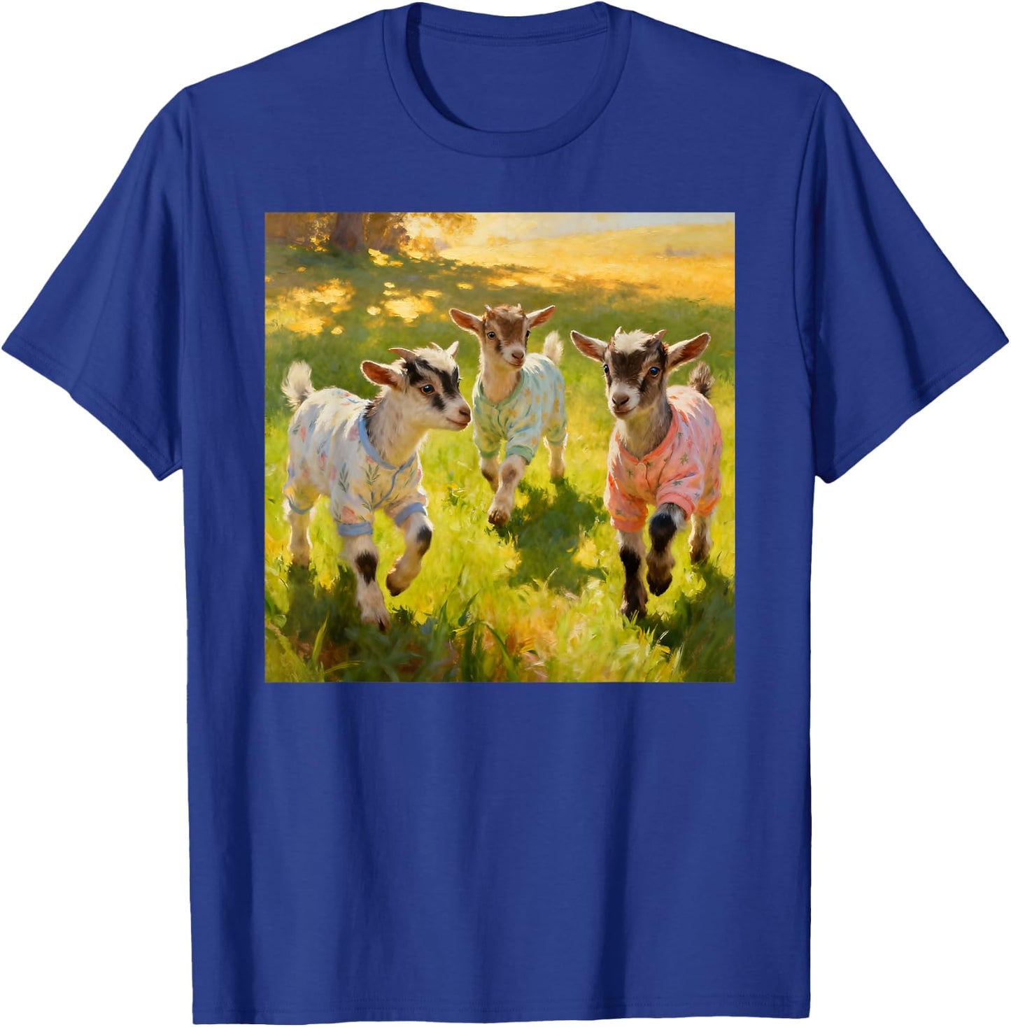 Baby Goats Wearing Pajamas Playfully Frolicking T-Shirt - T-Shirt | Royal