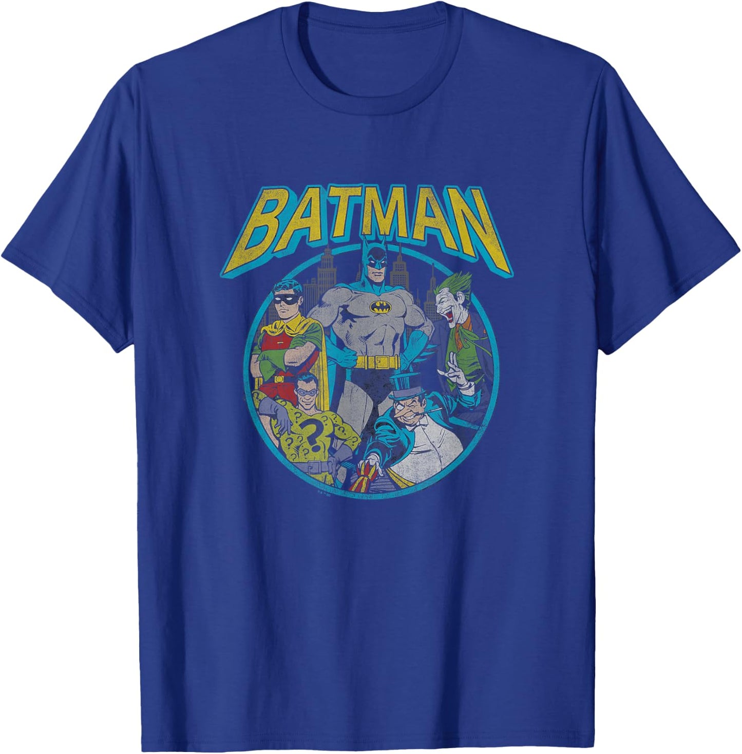 DC Comics Batman Frenemies Vintage Circle Group Shot T-Shirt - T-Shirt | Royal
