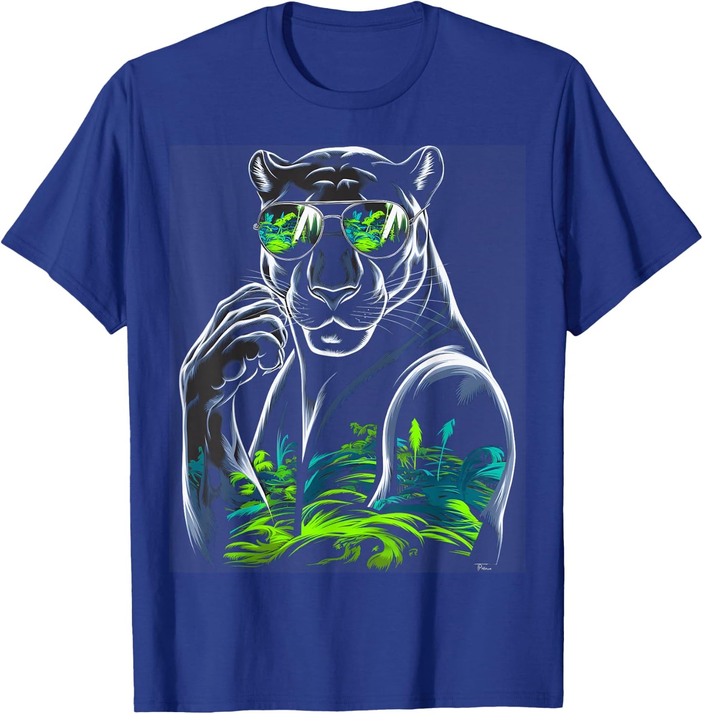 Chic Panther Wearing Sunglasses for Animal Lovers T-Shirt - T-Shirt | Royal