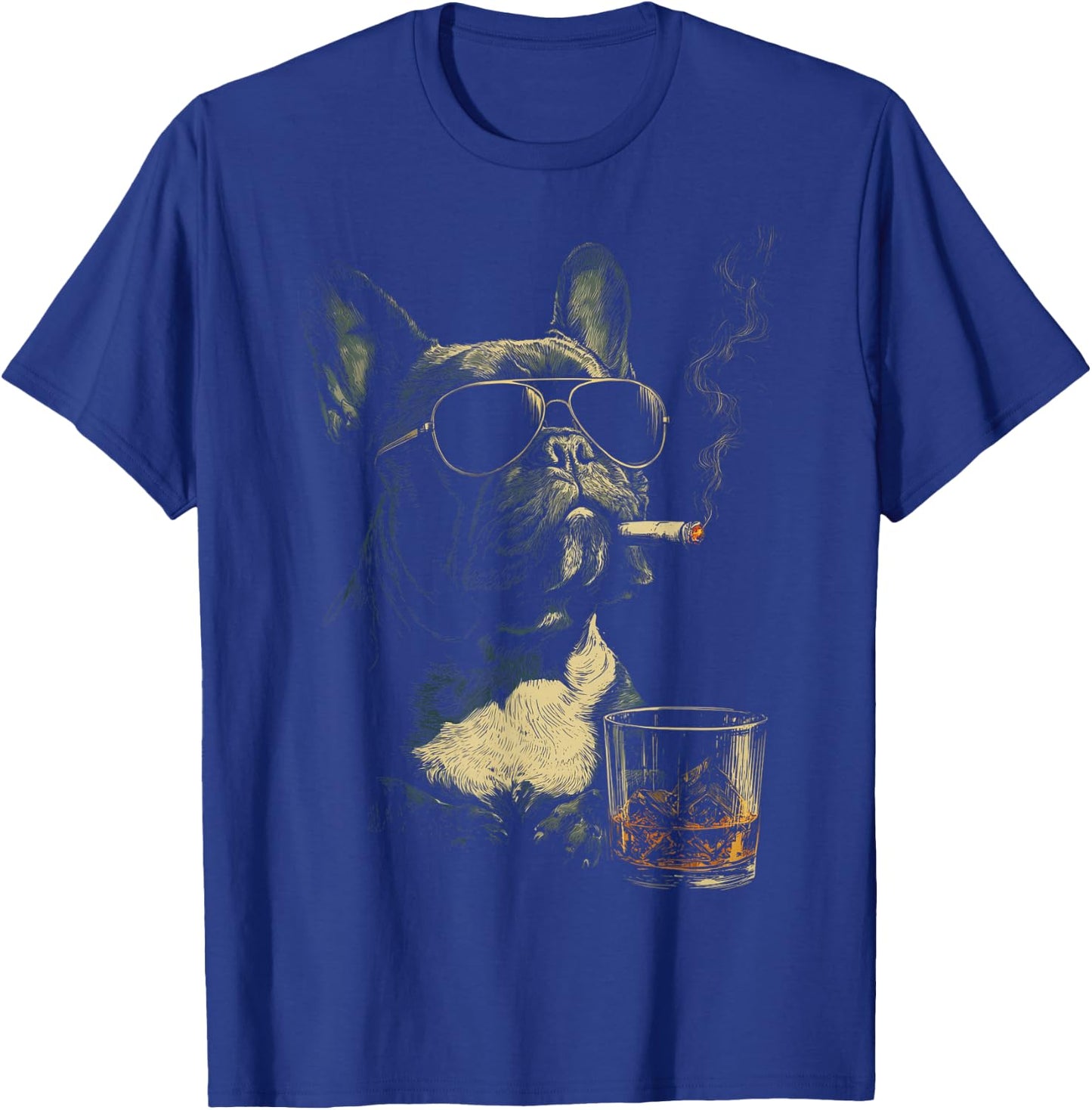 Französische Bulldogge Rauchende Zigarette Whisky Liebhaber Lustiger Hund T-Shirt - T-Shirt | Royal