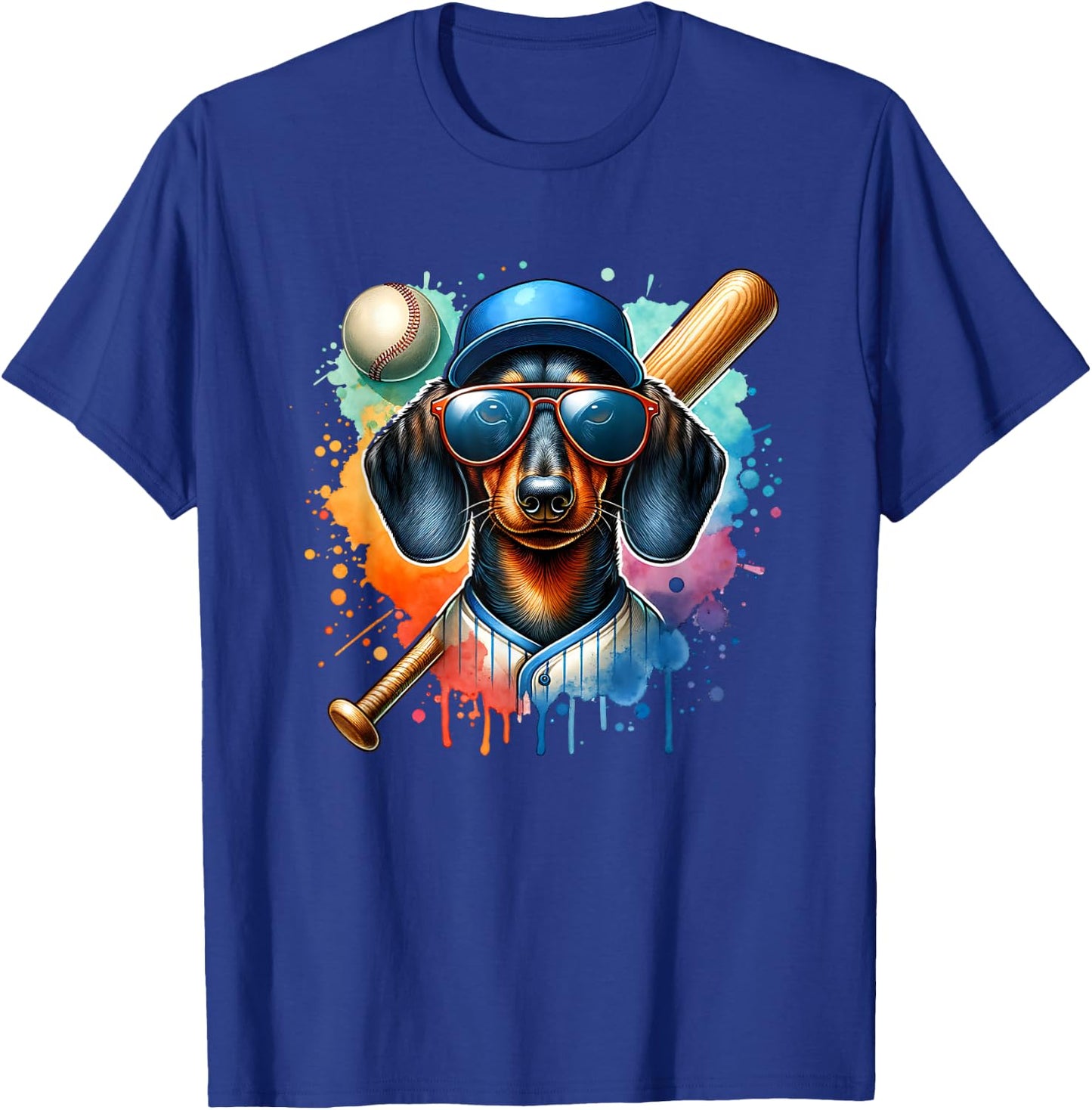Dachshund Wiener Dog Baseball Player Sport Team Women Girls Kids T-Shirt - T-Shirt | Royal