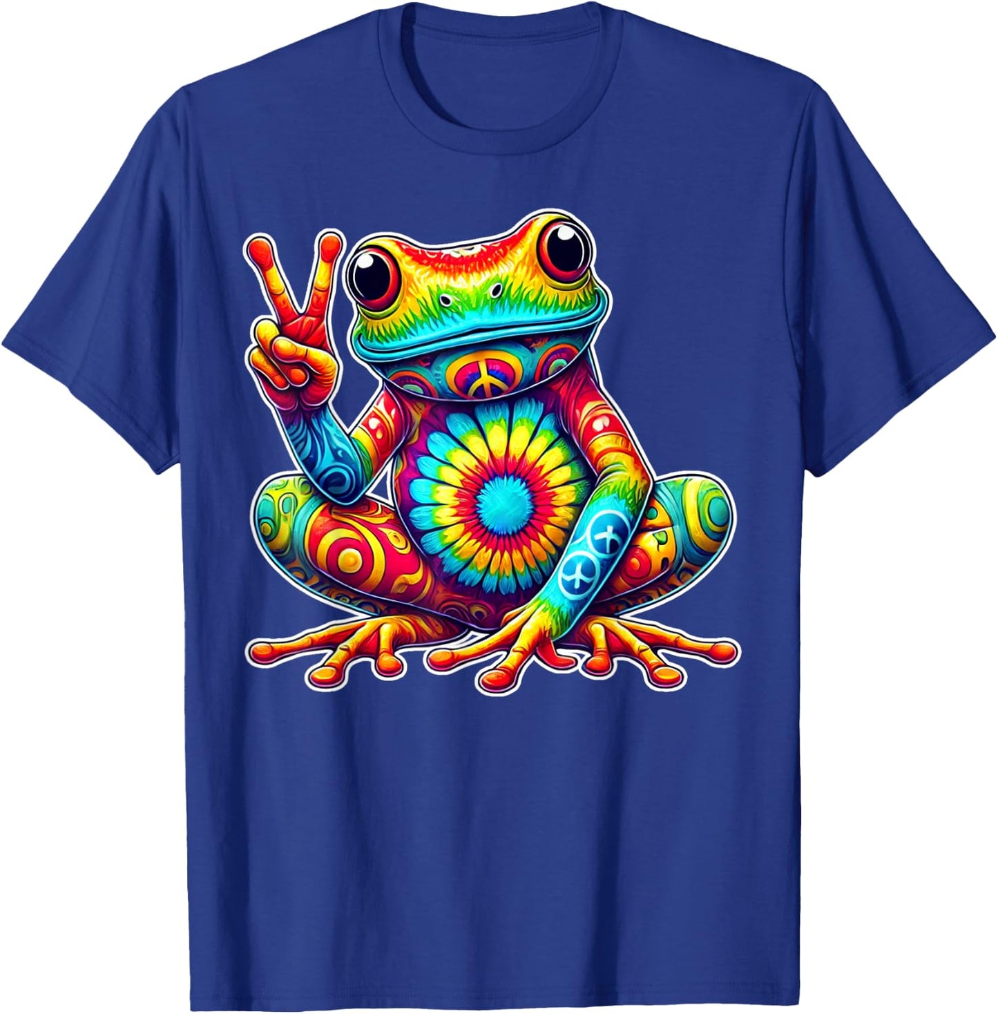 Tie-Dye Frog With Peace Sign Cool Hippie T-Shirt - T-Shirt | Royal