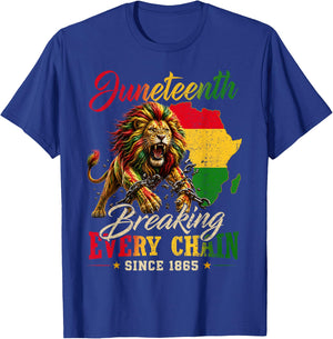Juneteenth 1865 Lion Black African June 19th Men Women Kids T-Shirt - T-Shirt | Royal