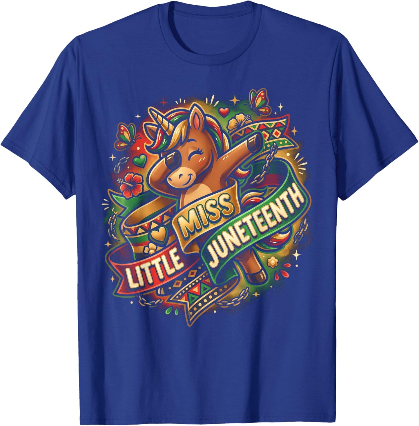 Juneteenth Girls Unicorn Birthday 1865 Kids T-Shirt - T-Shirt | Royal