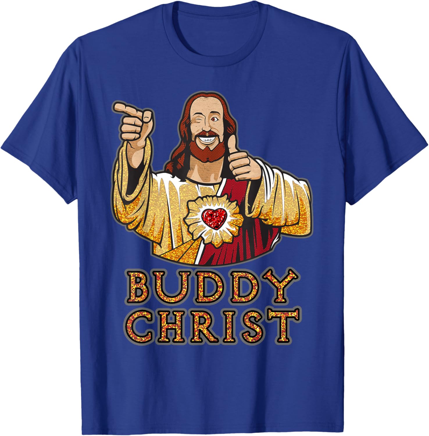 Kevin Smith View Askewniverse Buddy Christ Got Golden Wow , Black, S T-Shirt - T-Shirt | Royal