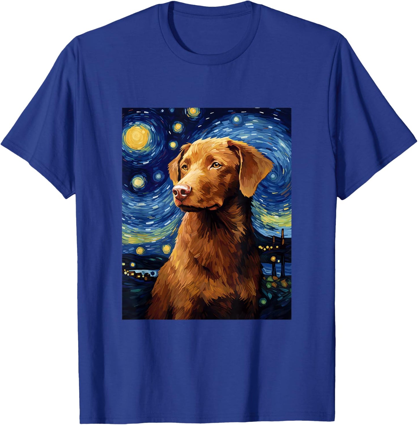 West Chesapeake Bay Retriever Starry Night Van Gogh T-Shirt - T-Shirt | Royal