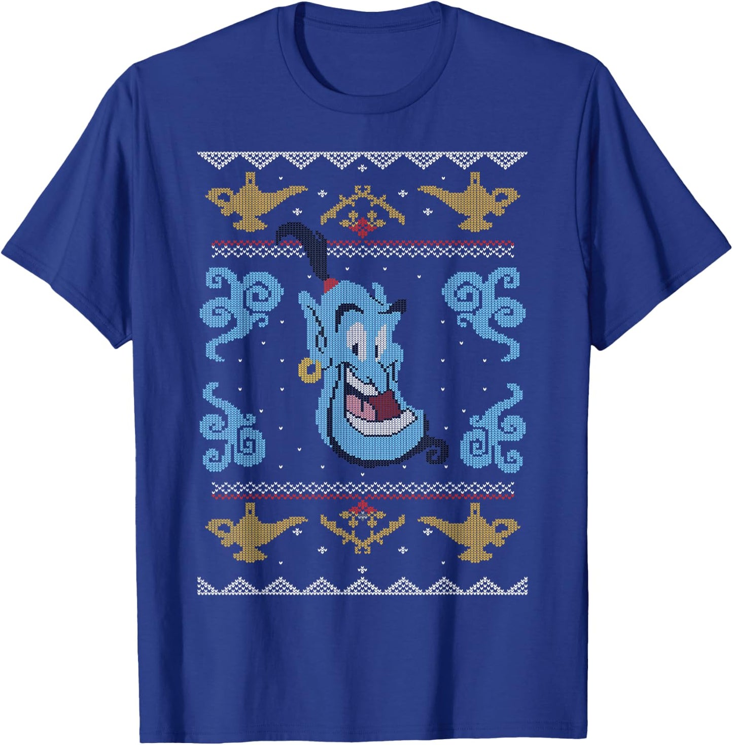 Disney Aladdin Genie Ugly Christmas Sweater Design T-Shirt - T-Shirt | Royal
