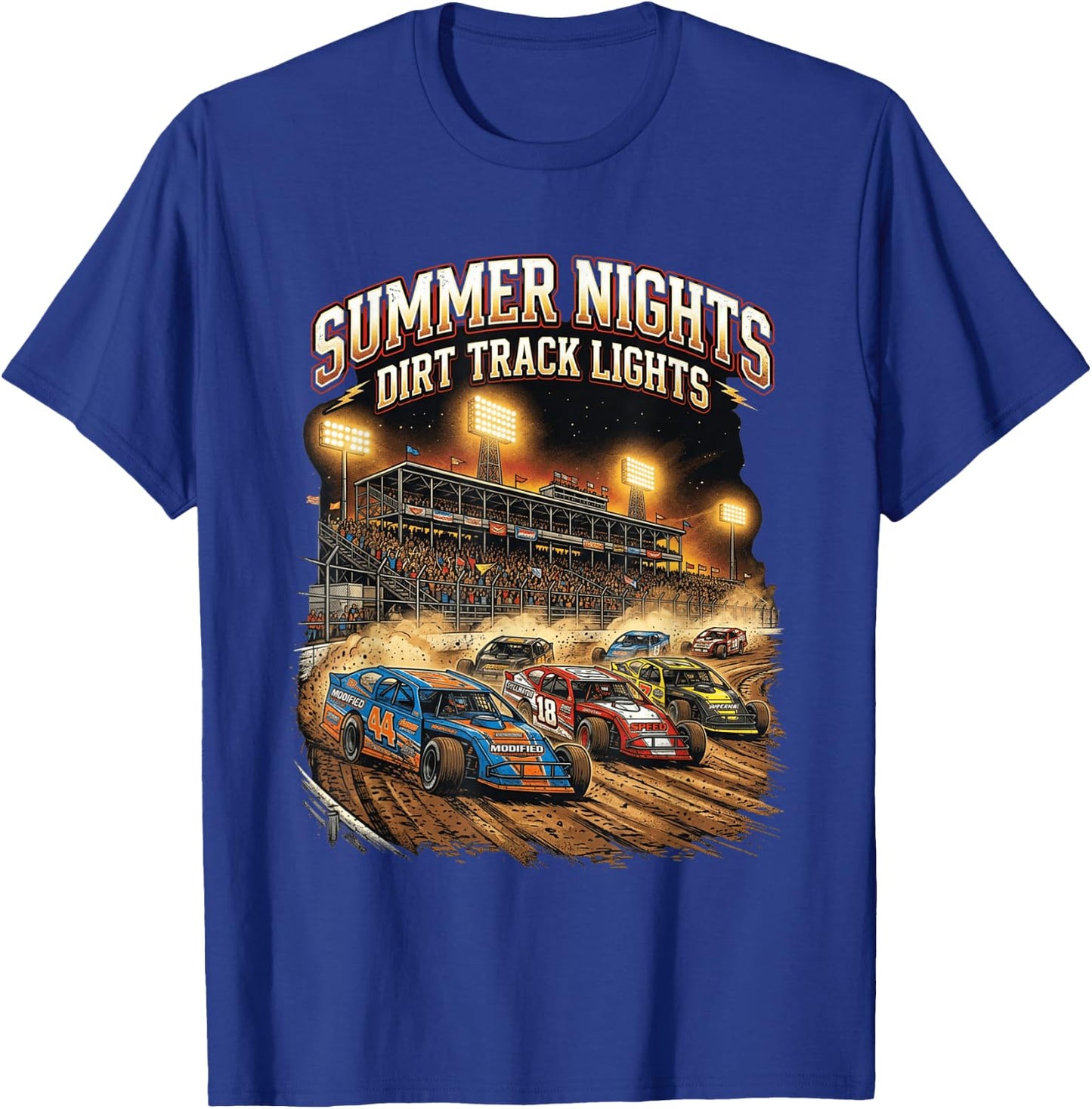 Dirt Track Racing Modifieds Race Cars Stock Car Race Track T-Shirt - T-Shirt | Royal