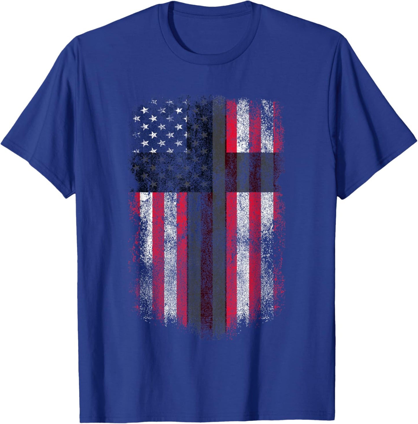 American Flag Cross for Patriotic USA Christians God Faith T-Shirt - T-Shirt | Royal