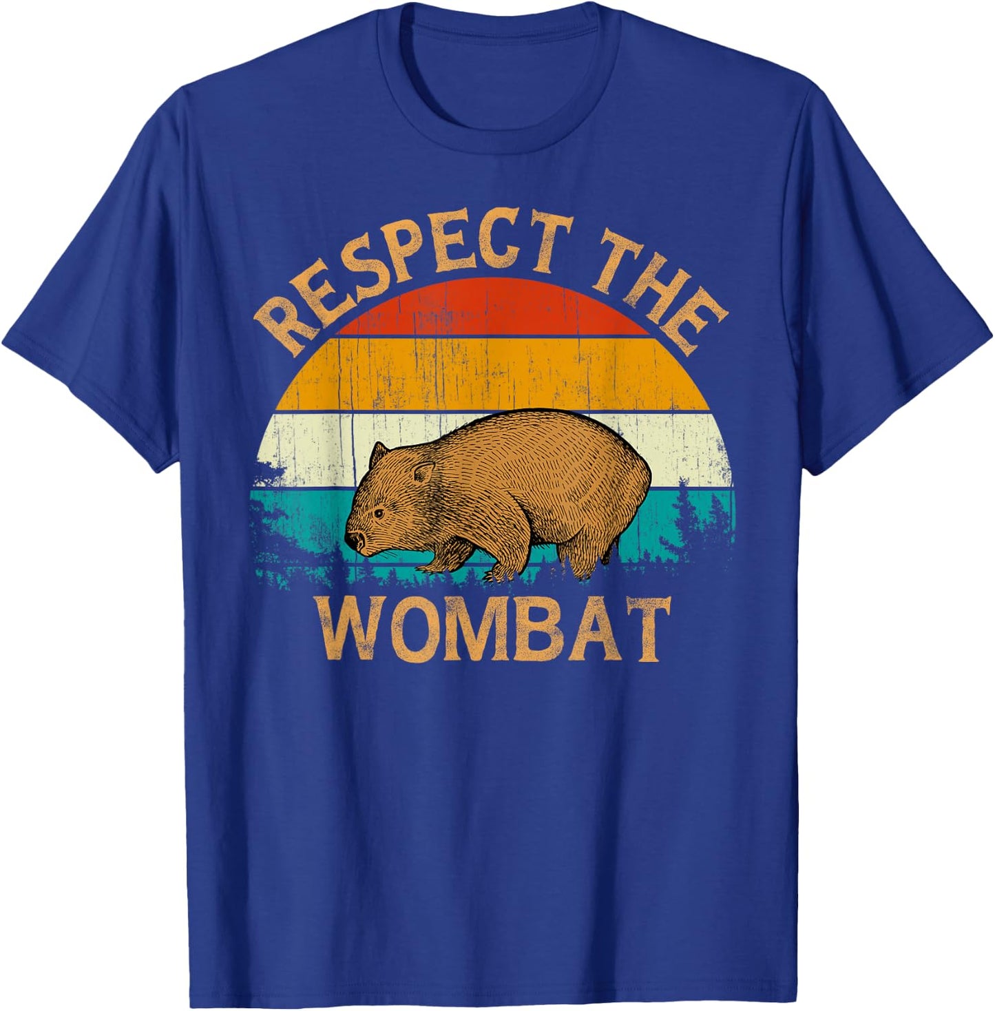 Vintage Retro Style sun Wildlife Animal Respect The Wombat T-Shirt - T-Shirt | Royal