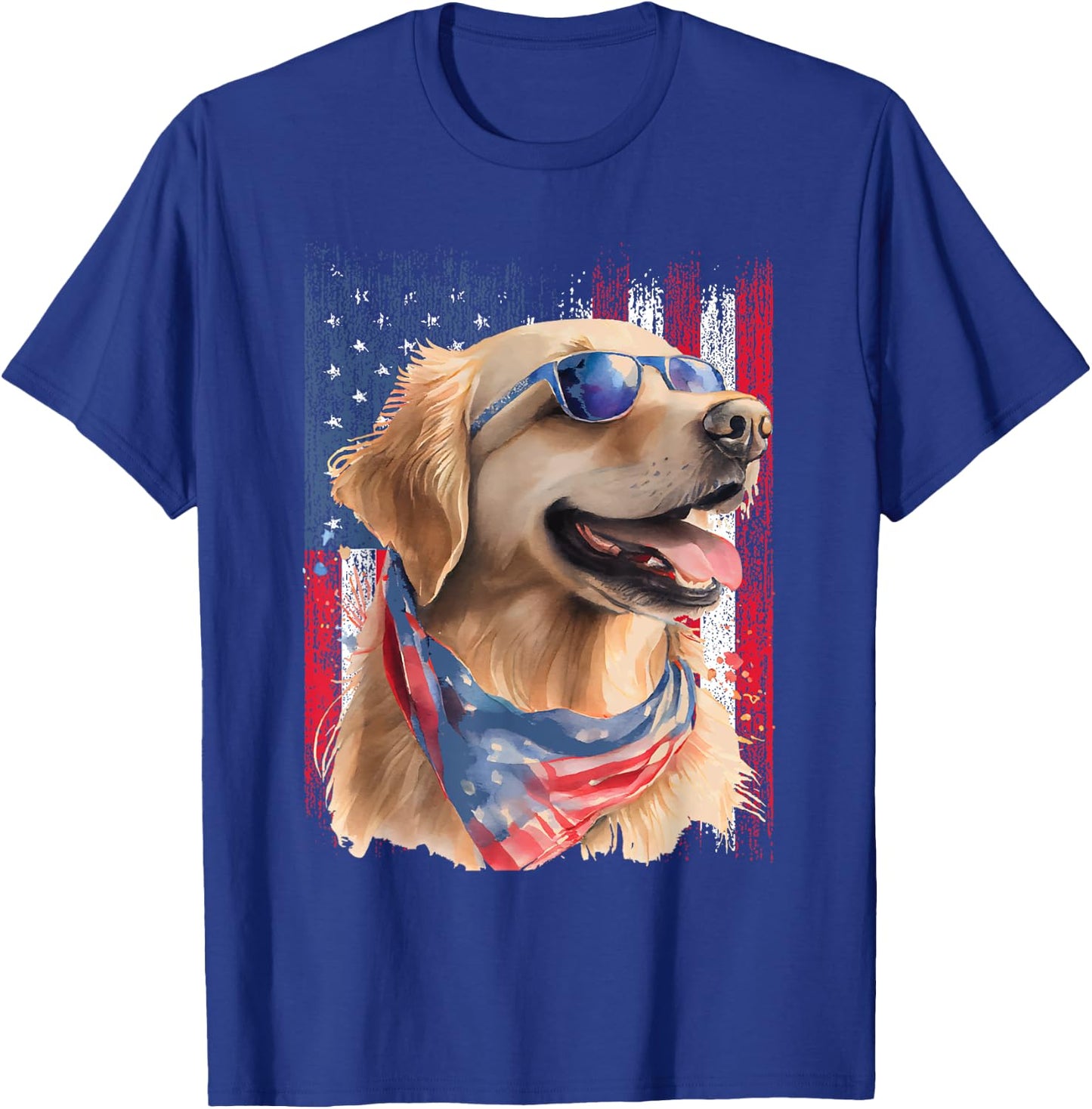 Patriotic Golden Retriever - USA American Flag Dog Lover T-Shirt - T-Shirt | Royal