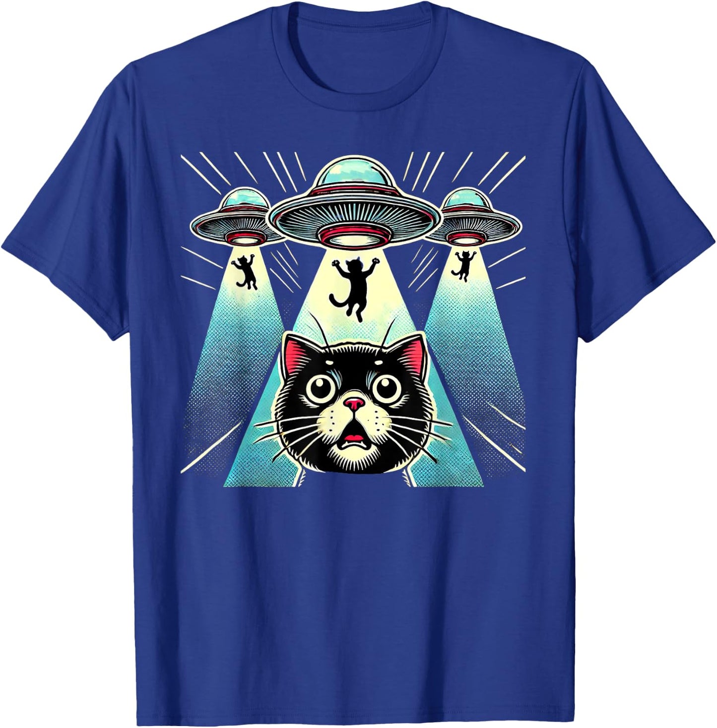 Funny UFO Cat Alien Abduction Spaceship Outerspace Women Kids T-Shirt - T-Shirt | Royal