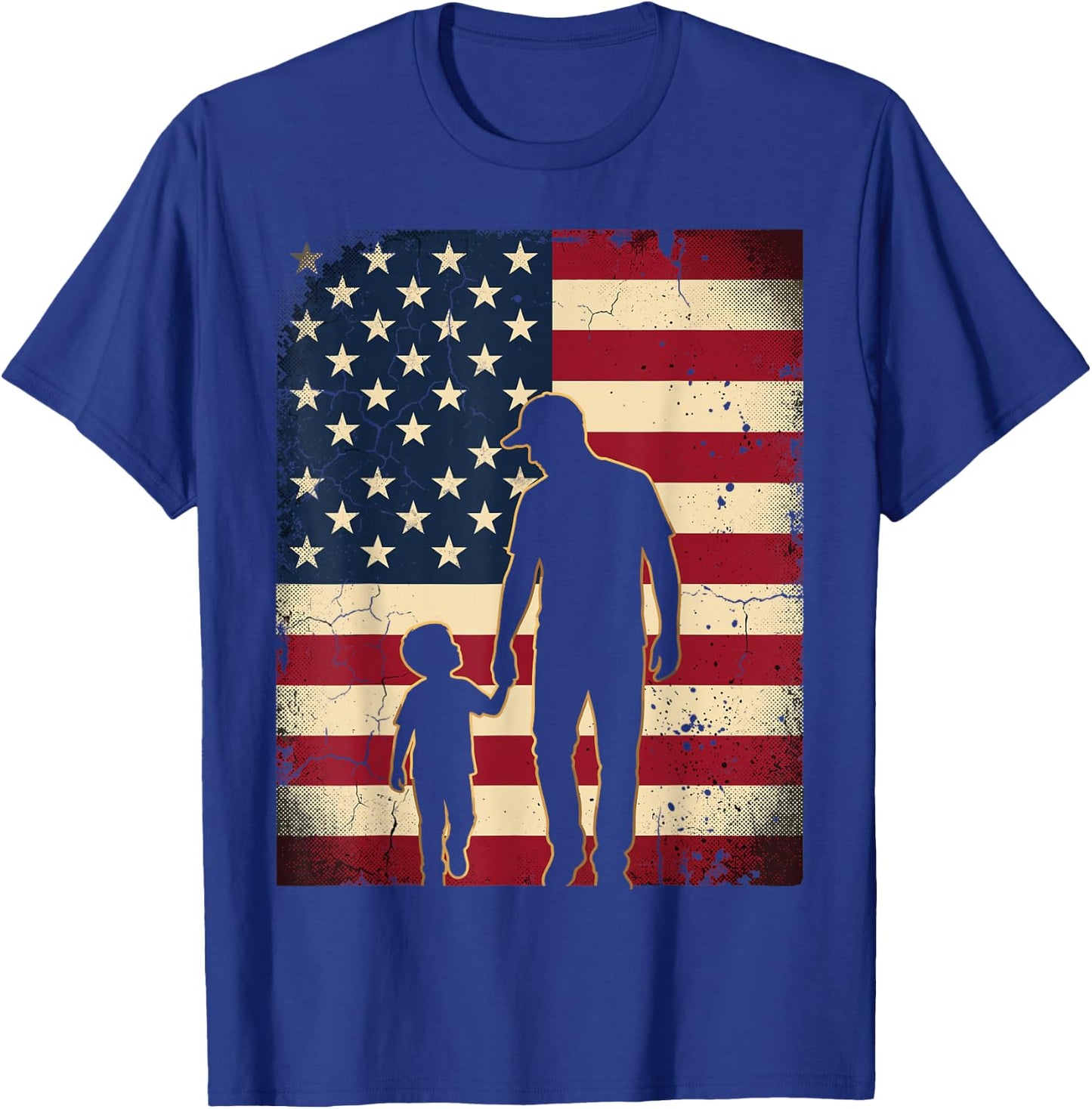 Father Son USA American Flag Patriotic Dads Family Boys Men T-Shirt - T-Shirt | Royal