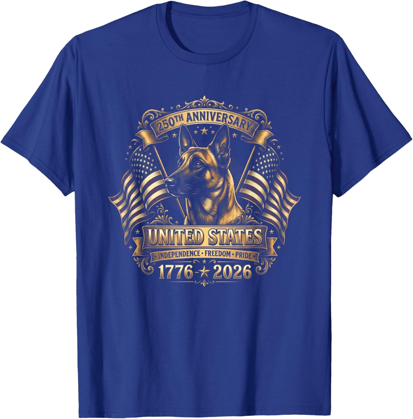 Belgian Malinois 250 Year USA Anniversary T-Shirt - T-Shirt | Royal