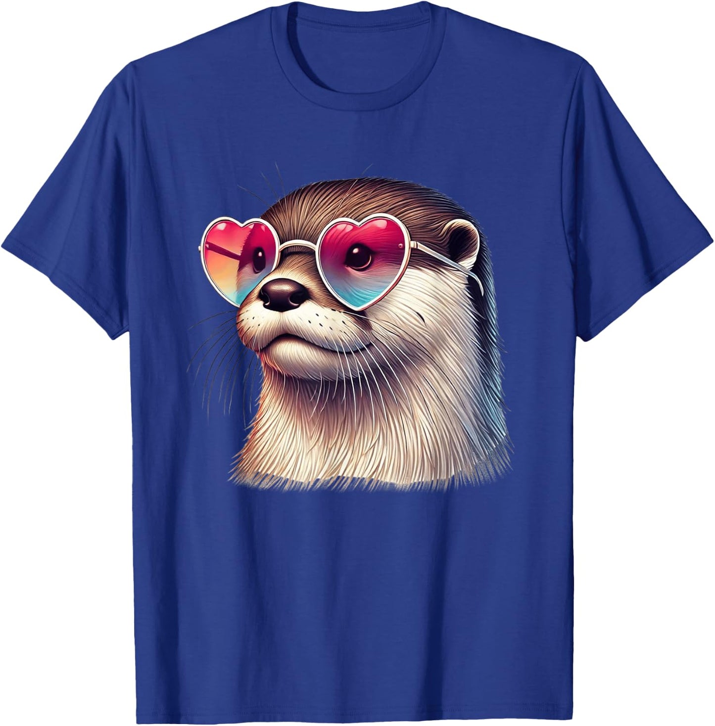 Cute Valentines Day Otter Heart Sunglasses Women Girls T-Shirt - T-Shirt | Royal