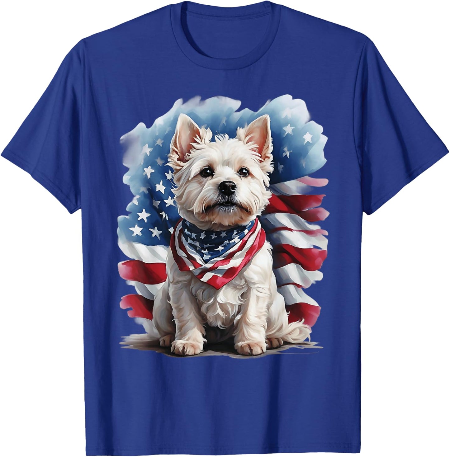 Patriotic West Highland Terrier Westie lovers delight T-Shirt - T-Shirt | Royal