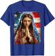 US Flag American The Virgin Mary Religious Christian T-Shirt - T-Shirt | Royal